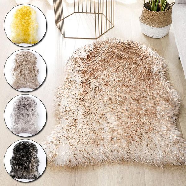 

60cm*40cm living room bedroom rugs color fluffy soft for artificial sheepskin hairy carpet washable faux mat carpets