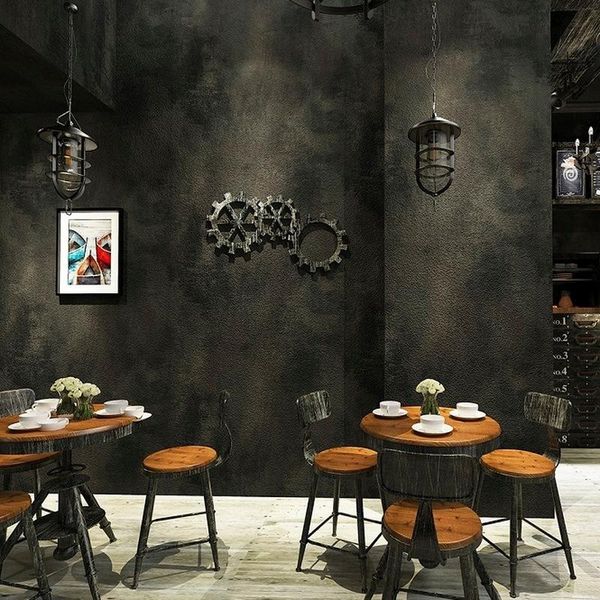 

wallpapers 10m self adhesive contact paper black vintage concrete wall effect wallpaper retro plain texture pvc home decor