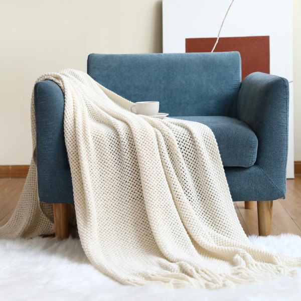 

blankets knitted blanket solid color tassel nordic decorative for sofa bed throw chunky knit warm home