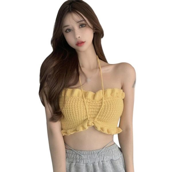 

women's tanks & camis summer female fashion knitted crop tank streetwear vest slim camisole, White
