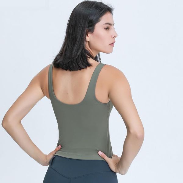 

v-neck yoga training workout crop vest women naked feel buttery soft padded gym fitness sports bras tank outfit