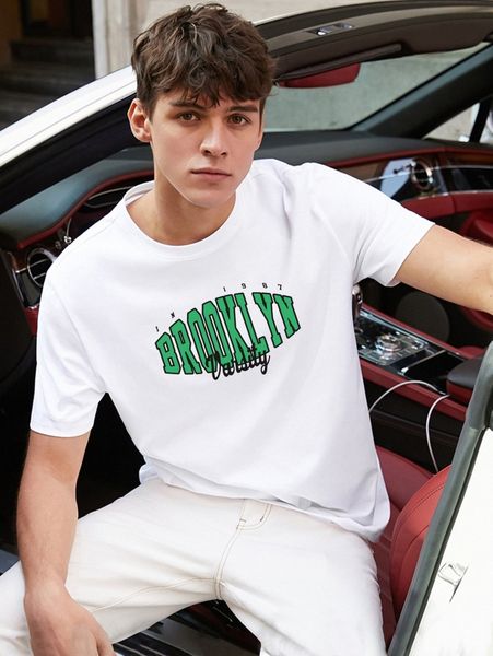 

men letter graphic tee 63v5#, White;black