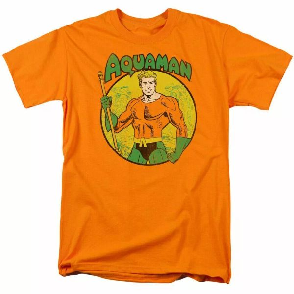 

aquaman aquaman t shirt mens licensed dc comics tee arthur curry orange, White;black