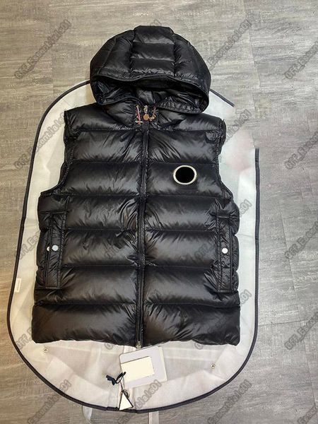 

monclair flocking logo down jacket men and women france tide brand cotton vest hooded drawstring vests, Black;brown