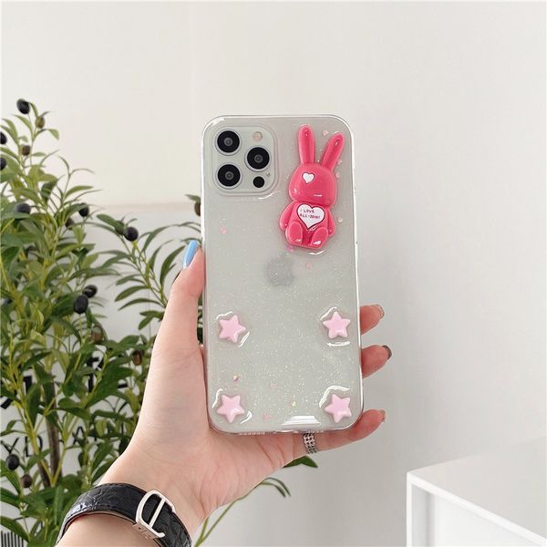 

epoxy 3d bunny phone cases with card package for iphone11 12 pro promax x xs max 7 8 plus