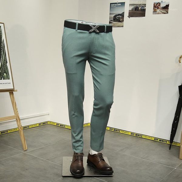 

men's suits & blazers men slim style dress pants england normal pant fashion office business man trousers leisure green, White;black