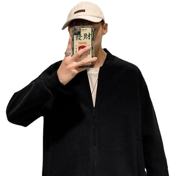 

men's jackets everland men's jacket spring autumn casual cardigan solid baseball bomber zipper design, Black;brown