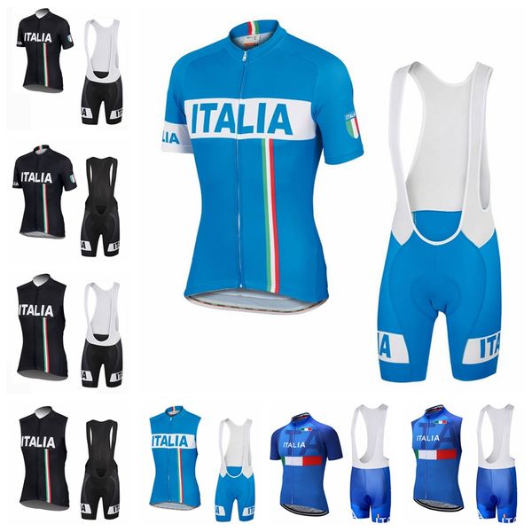 Itália homens homens verão ciclismo manga / sem mangas jersey bib shorts conjuntos confortáveis ​​roupas de bicicleta ao ar livre MTB uniformes uniformes y21040801