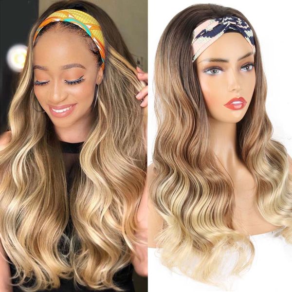 

headband synthetic wigs for women brazilian body wave highlight black ombre burgundy red headband wigfactory direct
