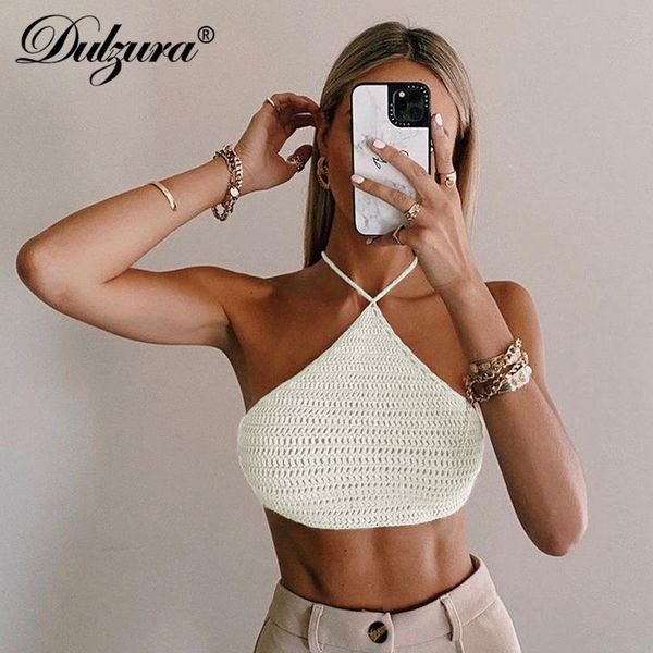 

knitted women crop strap camis lace up bandage backless bodycon streetwear party club elegant 2021 summer, Black;white