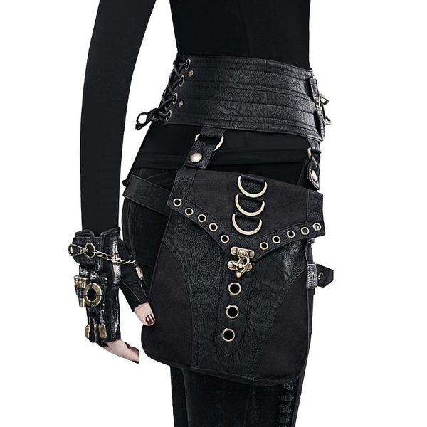 

women's bag steampunk pu leather retro waist belt bags