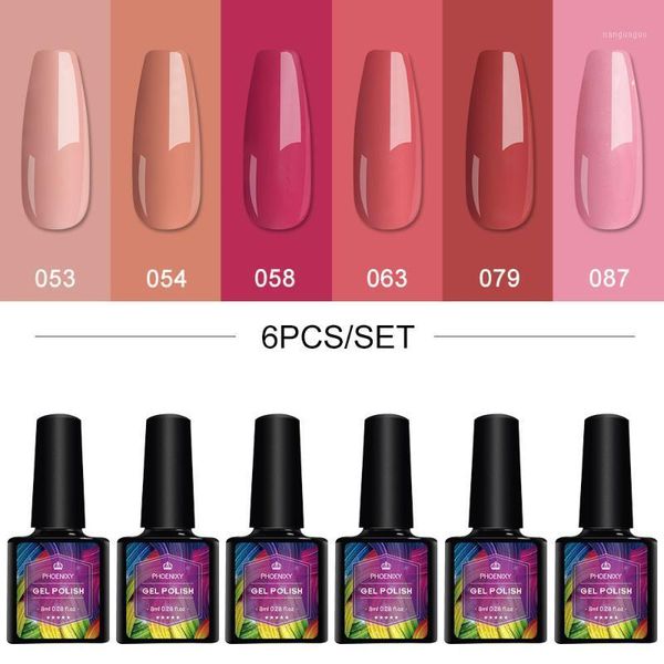 

gel nail polish 4/6 colors set supplies for professionals of varnishes semi permanent uv varnish1, Red;pink