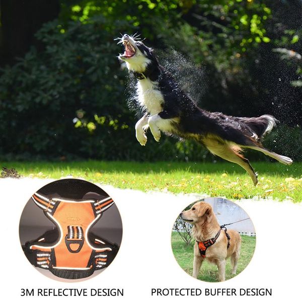 

dog collars & leashes adjustable pet harness leash reflective chest straps comfortable cloth traction for medium large dogs running training