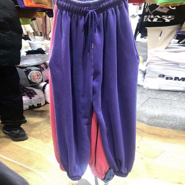 

women's pants & capris [ewq] 2021 spring and autumn thick warm trousers korea style loose wild plus velvet harem qz985, Black;white