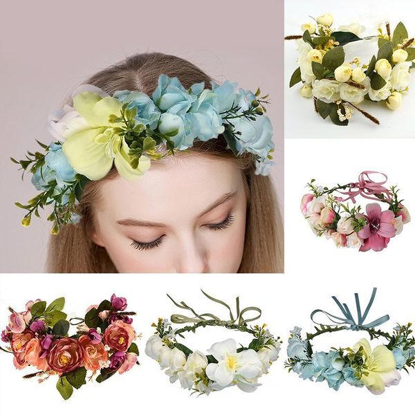 

flower crown bridal wreath headband women girls bridesmaid hair headbands garlands wedding headpieces accessories1