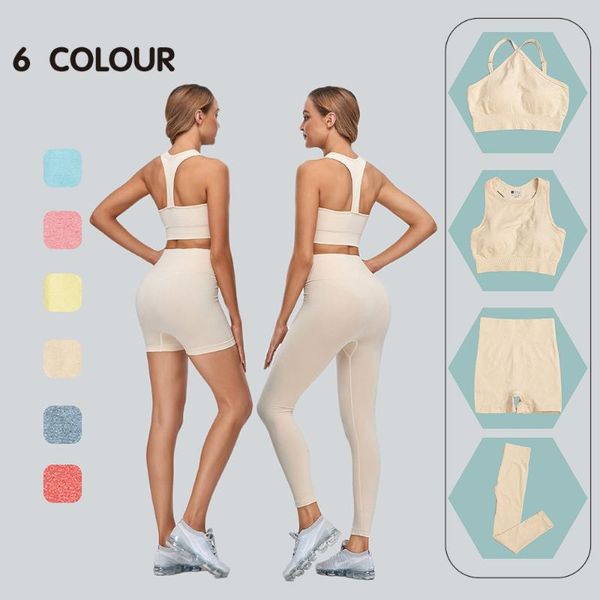

yoga outfit seamless gym set women sportwear hight elastic sports bra and fitness shorts waist leggings workout