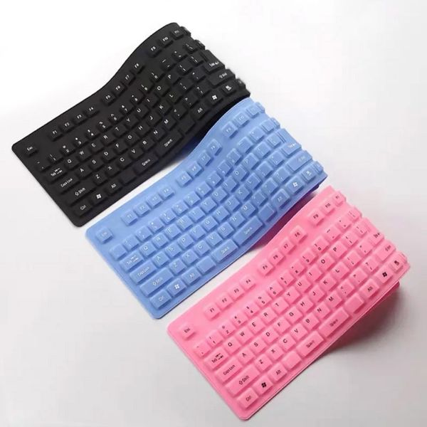 Mini-teclados flexíveis Teclados 85/103/109 Keyboard USB Gaming Dobrável Dobrável Suave Dobrável Plug Silicone Plug and Play para computador PC Tablet Laptop Windows Mac OS