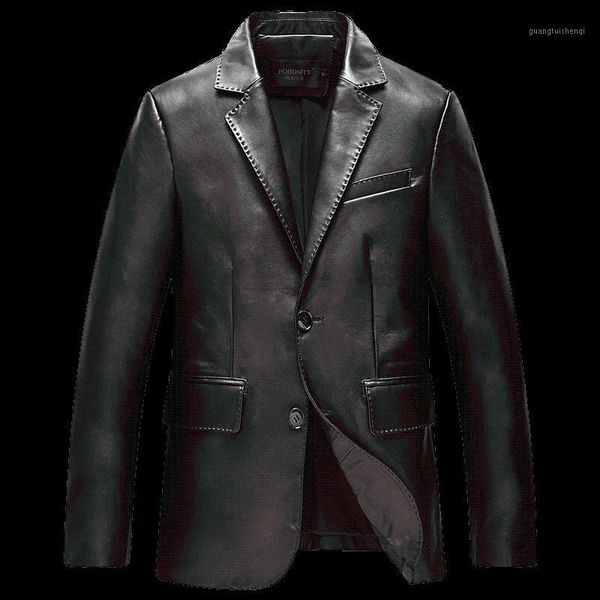 

men's leather & faux real genuien jacket autumn winter sheepskin coat casual black coats and jackets casaco zt4470
