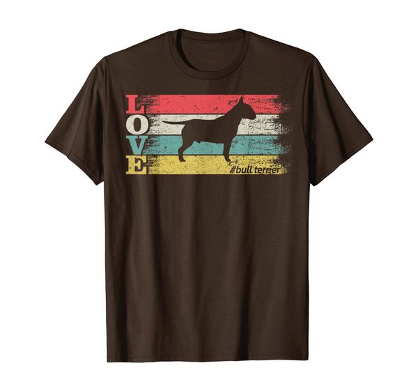 

vintage retro love bull terrier silhouette distressed funny t-shirt, White;black