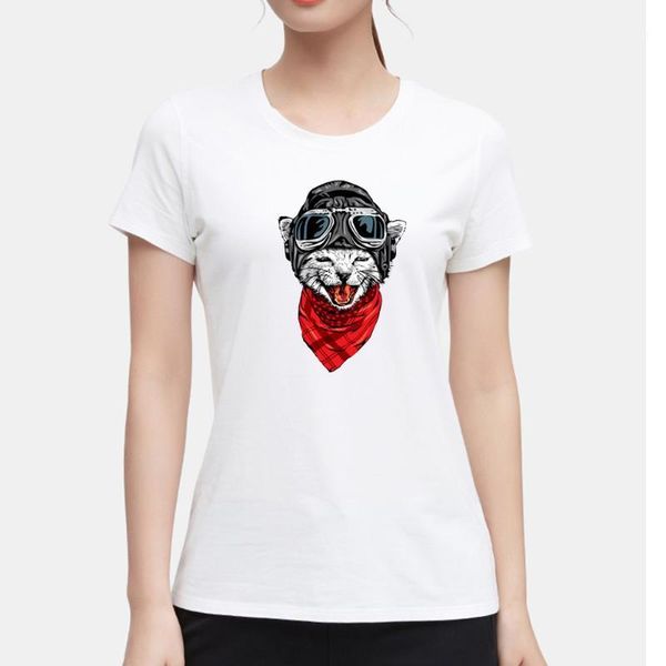 

women's t-shirt 2021 fashion funny ganster cat printed t shirt 3d animal design female customized novelty casual tee, White