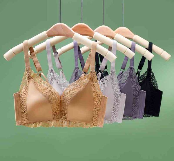 

small chest without steel ring lace beautiful back underwear women's traceless gathered bra upper support, Red;black