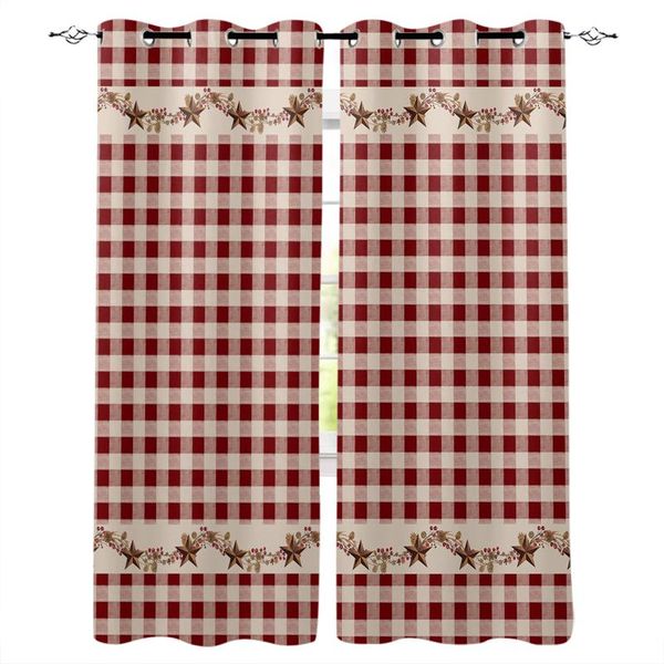 

country style retro red plaid blackout curtains for living room bedroom high shading drapes blinds kitchen curtain &