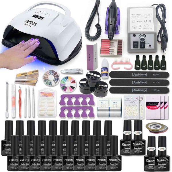 

super manicure for with led lamp 20000rpm drill machine polish acrylic kit nail art tools set