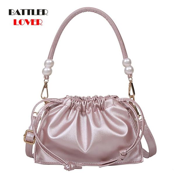 

totes drawstring pleated handbag for women 2021 fashion mini female shoulder crossbody purse youth lady versatile messenger bag