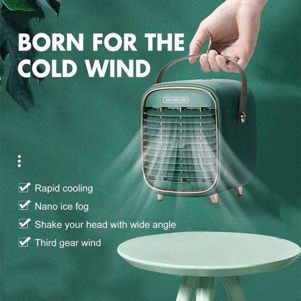 

cycling caps & masks mini air conditioner portable cooler 7 colors led usb personal space fan cooling rechargeable desk, Black