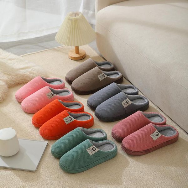 

slippers women winter warm fur men couples house non-slip soft shoes comfort flat heel home indoor bedroom zapatillas casa mujer, Black