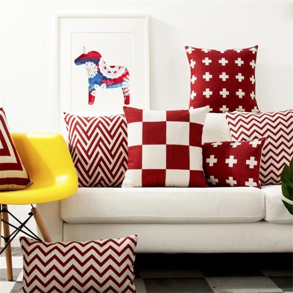 

cushion/decorative pillow red geometric geometry throw cushion cover case decoration for sofa car home capa de almofadas 45x45cm