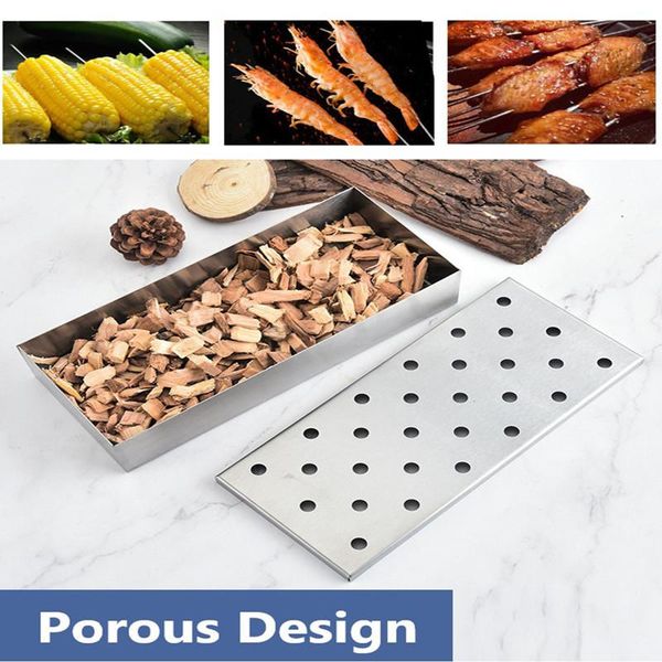 

tools & accessories bbq smoking box gas grill smoker wood chip cold smoke generator black barbecue tool cooking bacon