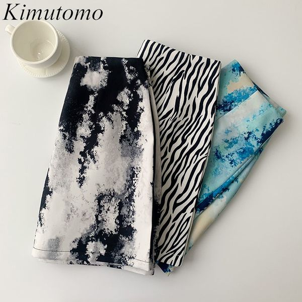 Kimutomo Chic Zebra Padrão Imprimir Mini Saia Mulheres Coreano Moda Senhoras Cintura Alta Cintura Zipper All Correspondência A linha Jupe Femme 210521