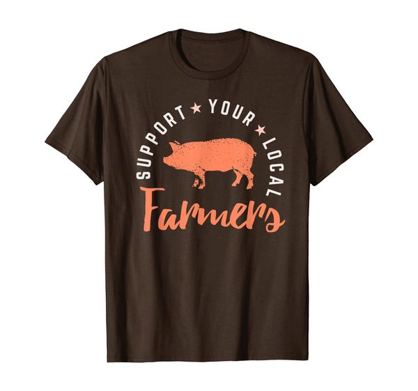 

support your local farmers (pig) - farming gift t-shirt, White;black