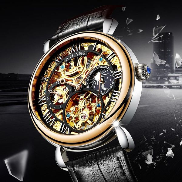 

wristwatches ailang original design male wrist watch men, mechanical gear s3 boundary, movement automatic 2021, Slivery;brown