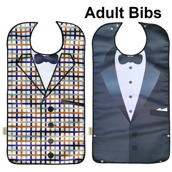 

waterproof bibs for eating washable apron reusable clothing protector with crumb catcher elderly men women senior aprons