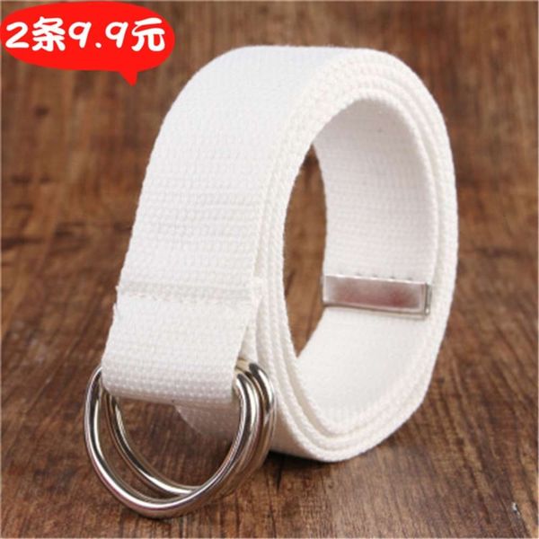 

men's and women's trendy canvas student casual lovers white versatile personality trend korean pants belt, Black;brown
