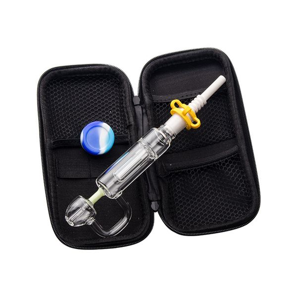 NC063 Shisha-Pfeifen-Taschen-Set, 14 mm, Quarz-Keramik-Nagel-Dabber-Werkzeug, Silikonglas, Dab-Rig, Bubbler-Bong, buntes Glasrohr, tragbarer Griff