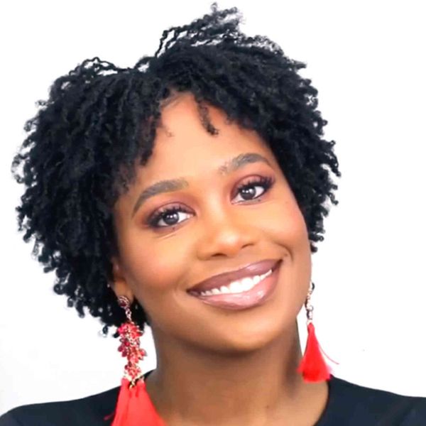 

small curly black short wig rose net proofing, Black;brown