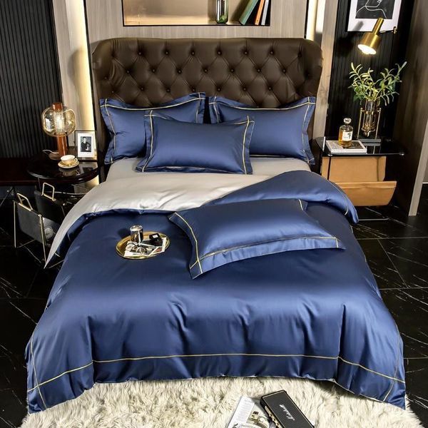 

bedding sets 100%cotton blue duvet cover set zipper closure ultra soft durable simple 1 bed sheet 2 pillowcases /king 4pcs