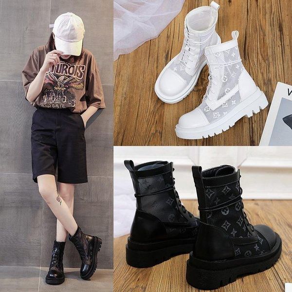 

boots 2021 rubber mid heel pu lace up flat sandalswomen summer, Black