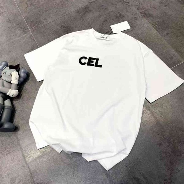 

ce home towel embroidered letter short sleeve t-shirt women's 2022 spring and summer new simple versatile loose round neck top, White