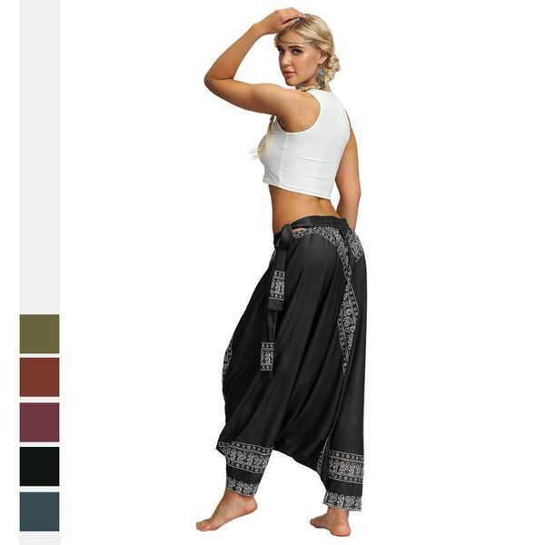 

fashion womens yoga pants casual tie dye print long high waist loose ladies trousers elastic pant outfits, White;red