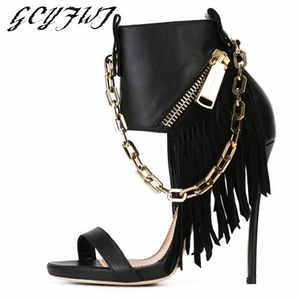 

dress shoes women sandals summer breathable open toe zipper-sid metal decoration female round thin heels mature sexy, Black