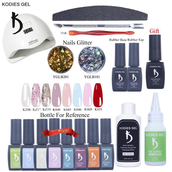 

nail art kits kodies gel nails set 18 pcs manicure polish kit 72w lamp professional 8ml paint color glitter flakes base coat top