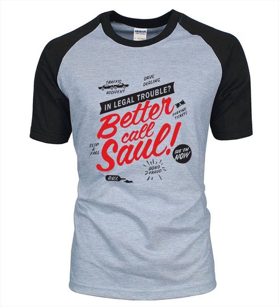 

tv show better call mens t shirt saul letters print summer 100% cotton raglan men hip hop streetwear, White;black