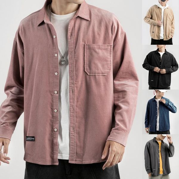 

men's vests autumn coat solid color single breasted long sleeved turn down collar with pockets without hood, Black;white