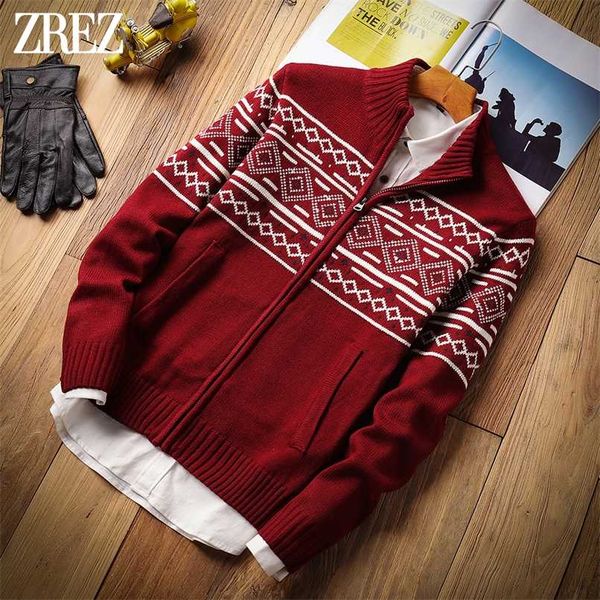 ZERZ Uomo Autunno Inverno Spessa Calda Maglieria 100% Acrilico Maglione Vintage Cardigan Uomo Moda Casual Maglioni Classici Uomo 211221