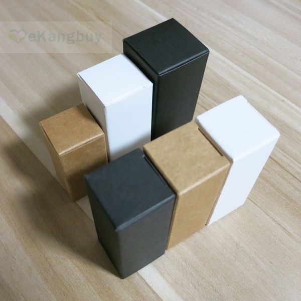 

100pcs- white black / kraft paper box for essential oil sprays cosmetic samples packaging, Pink;blue