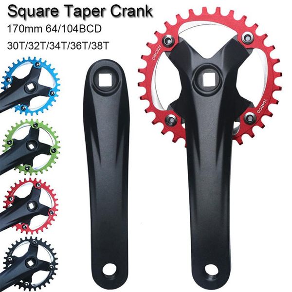 

bike heels & chainwheels mountain crank set 170mm narrow wide chainring 30t32t 34t 36t 38t sprocket 64bcd/104bcd aluminum alloy square